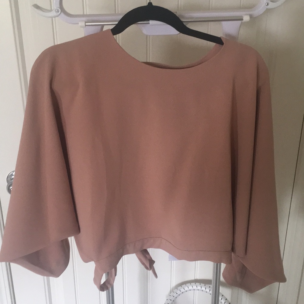 Blush Crop Top Blouse with Open Back